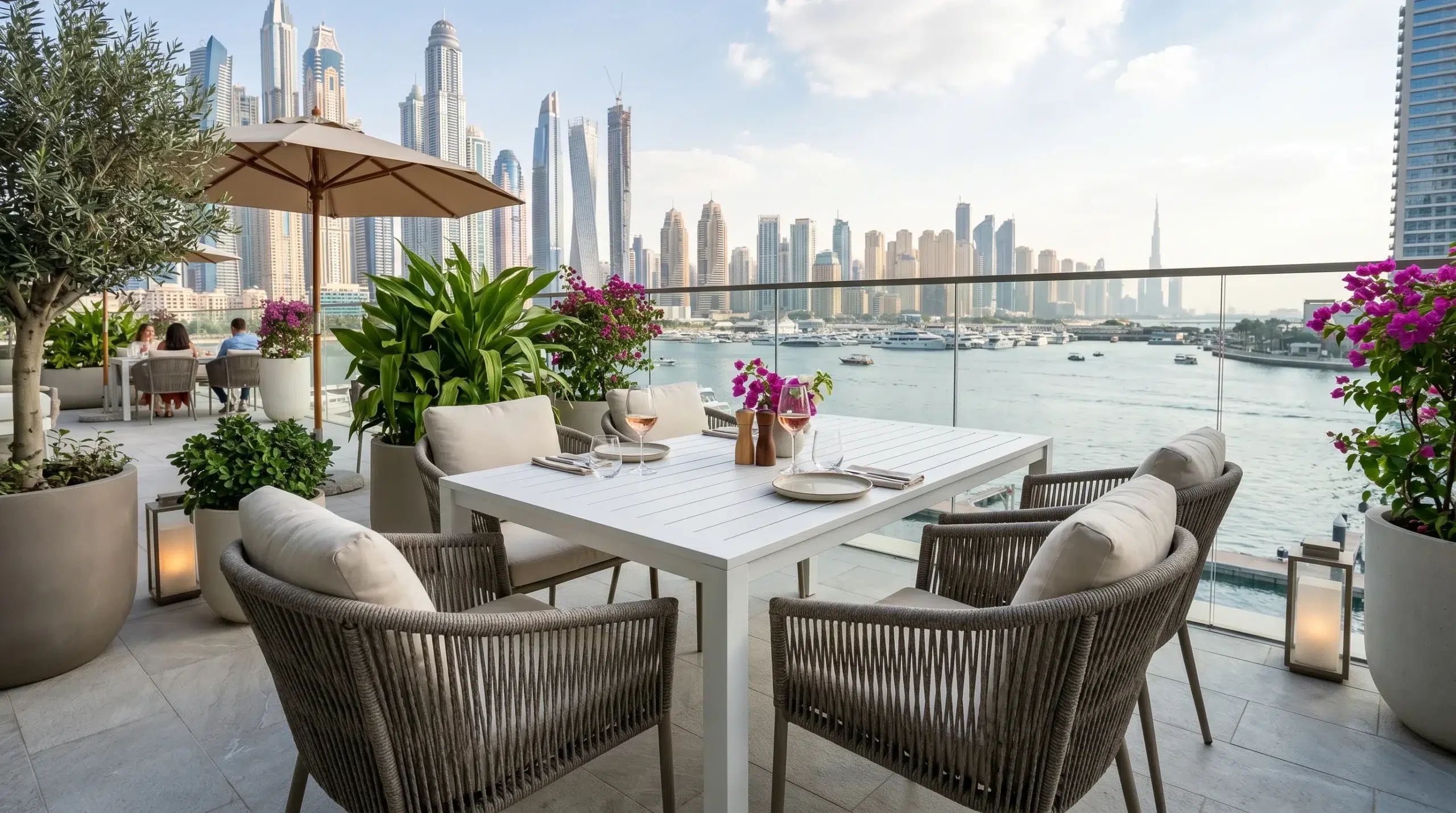 UV-resistant rattan outdoor patio set.