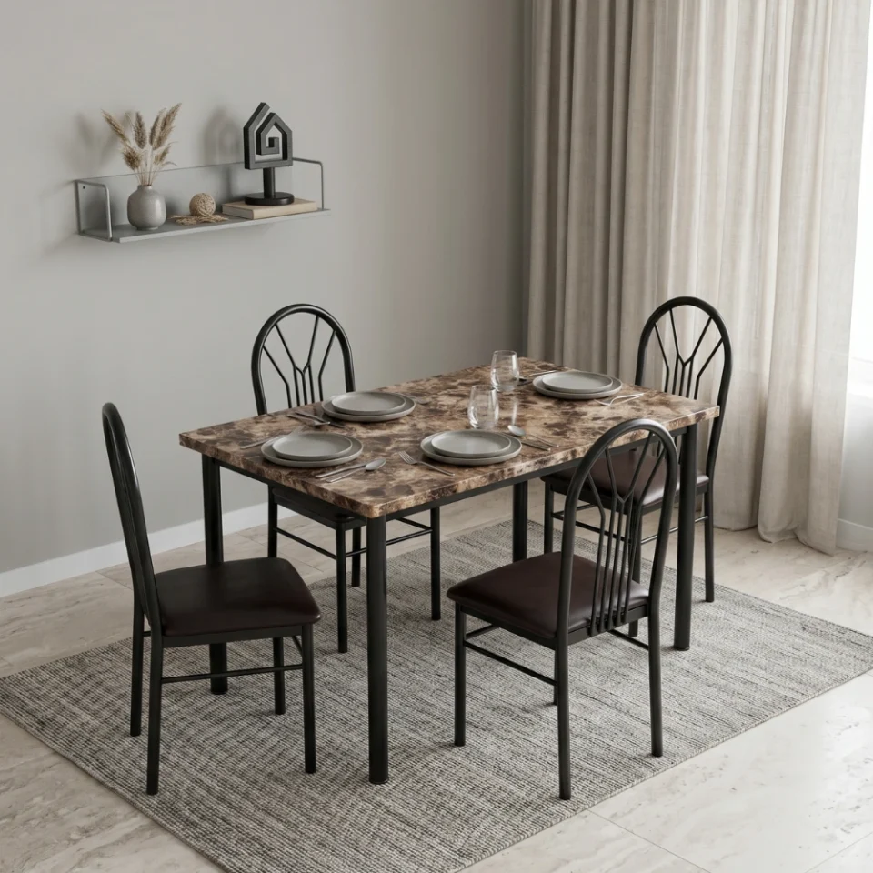 Kalene Marble Dining Table Set