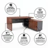 Saydel L Shaped Executive Desk with Drawers