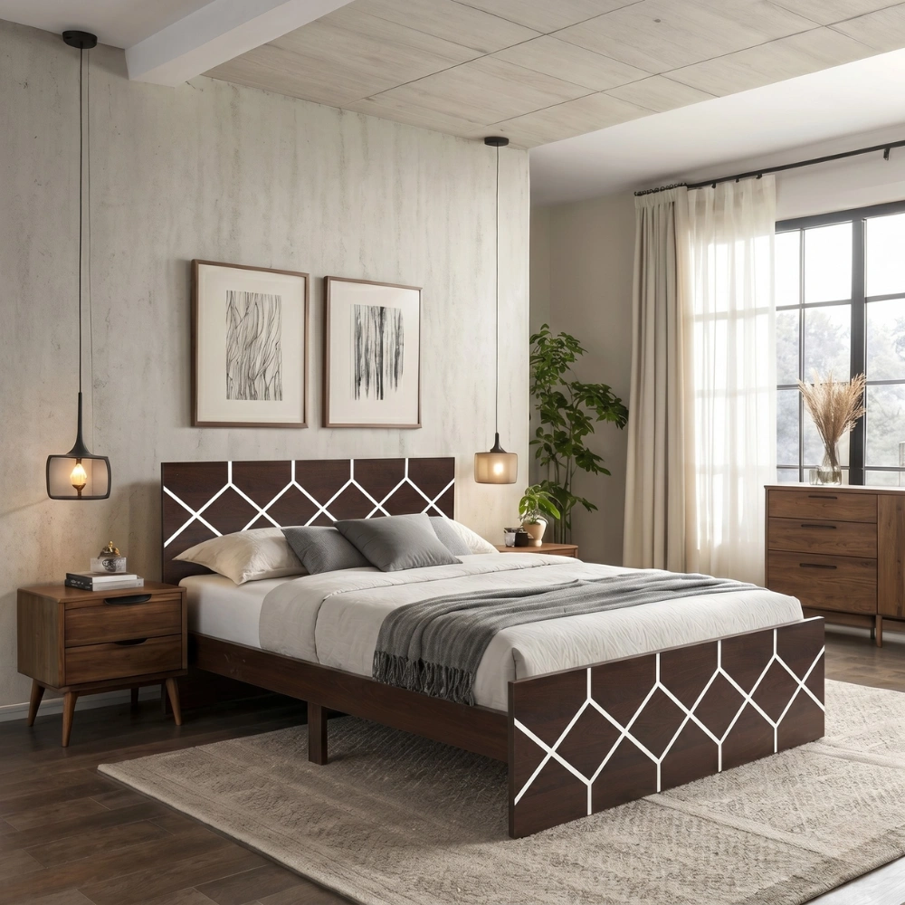 Ackley Wooden Single Bed Frame (Brown)