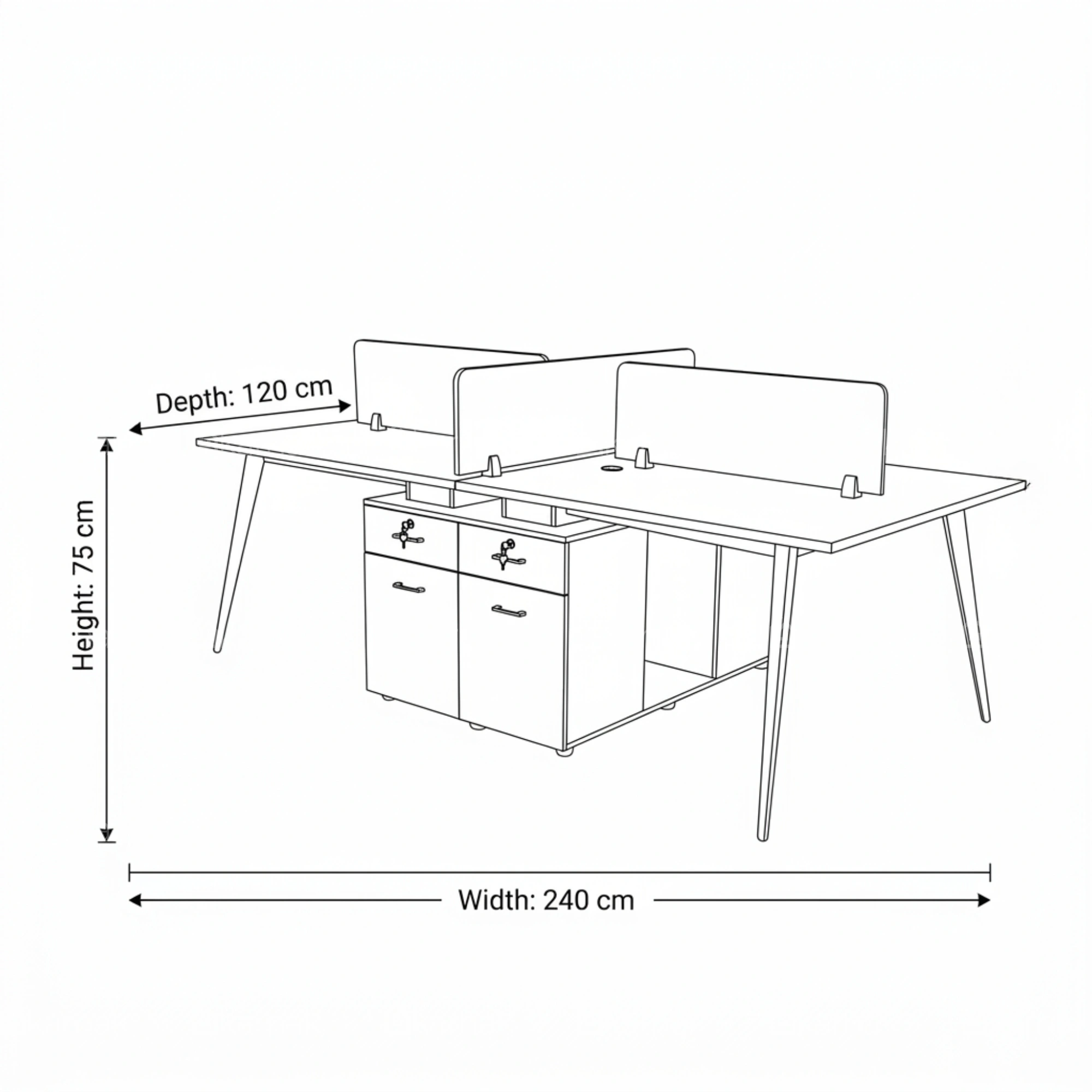 Swain 4 Person Workstation Desk