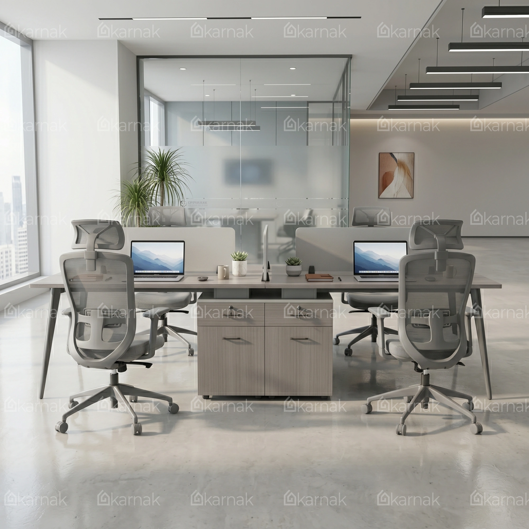 Swain 4 Person Workstation Desk