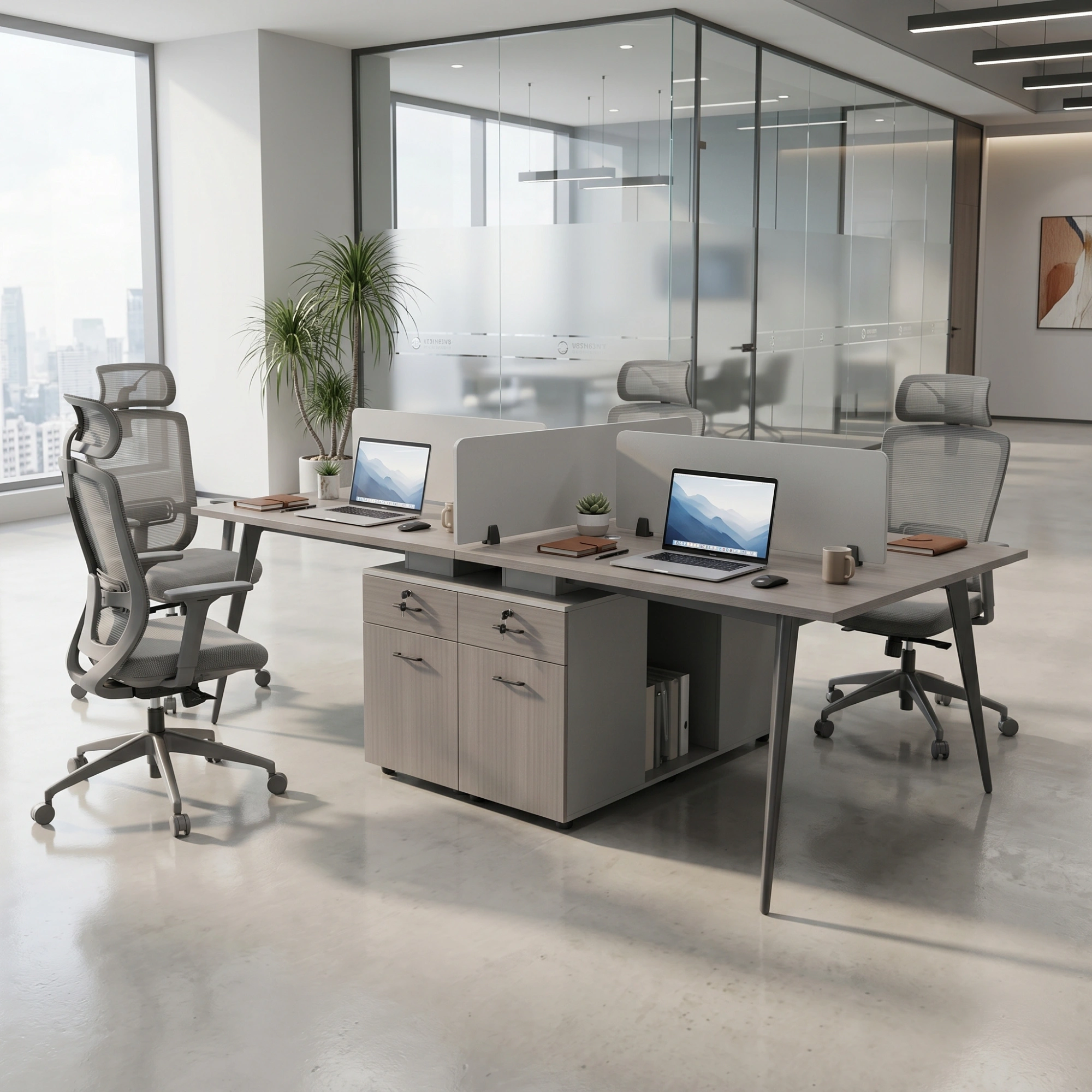 Swain 4 Person Workstation Desk