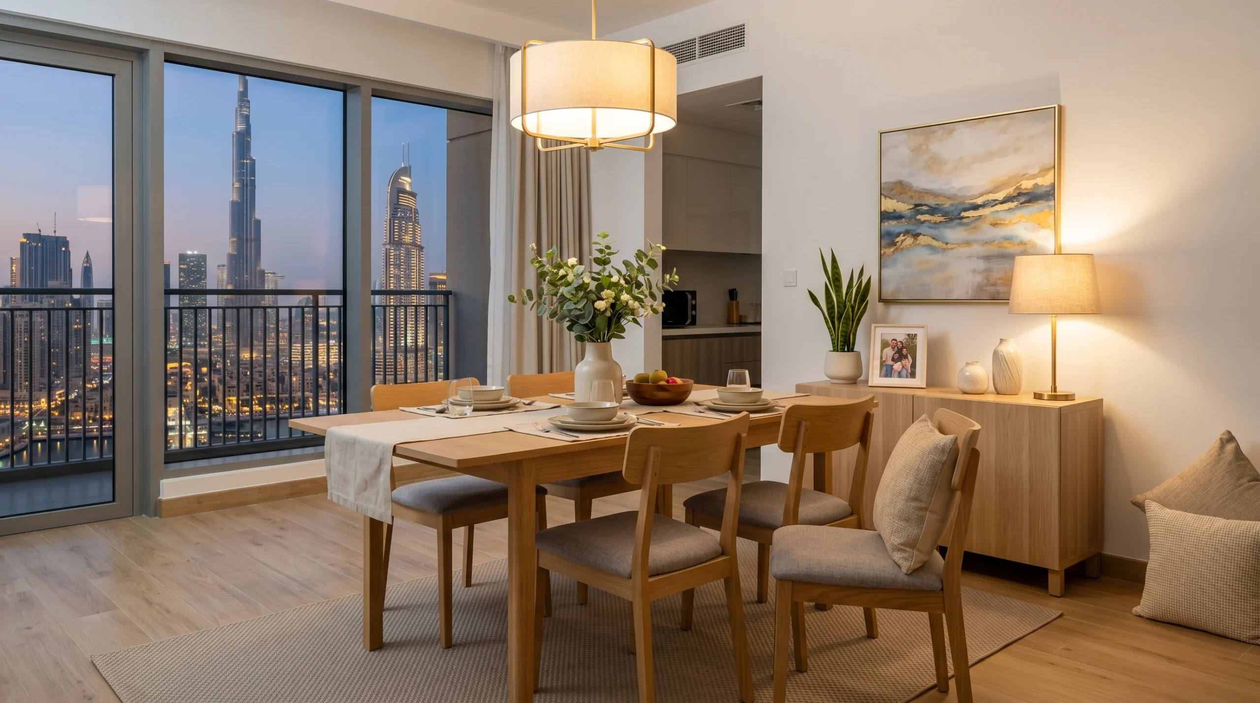 Extendable dining table for small UAE apartment — practical family furniture by Karnak Home