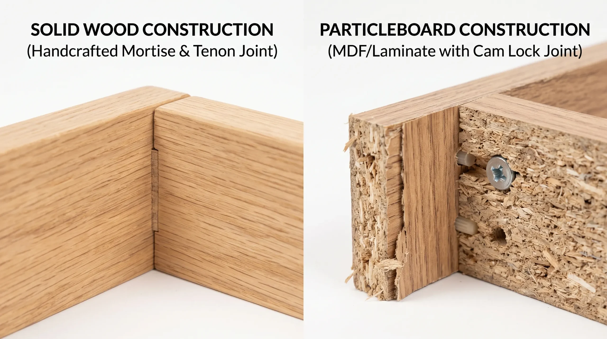 furniture quality construction UAE solid wood joinery versus particleboard comparison
