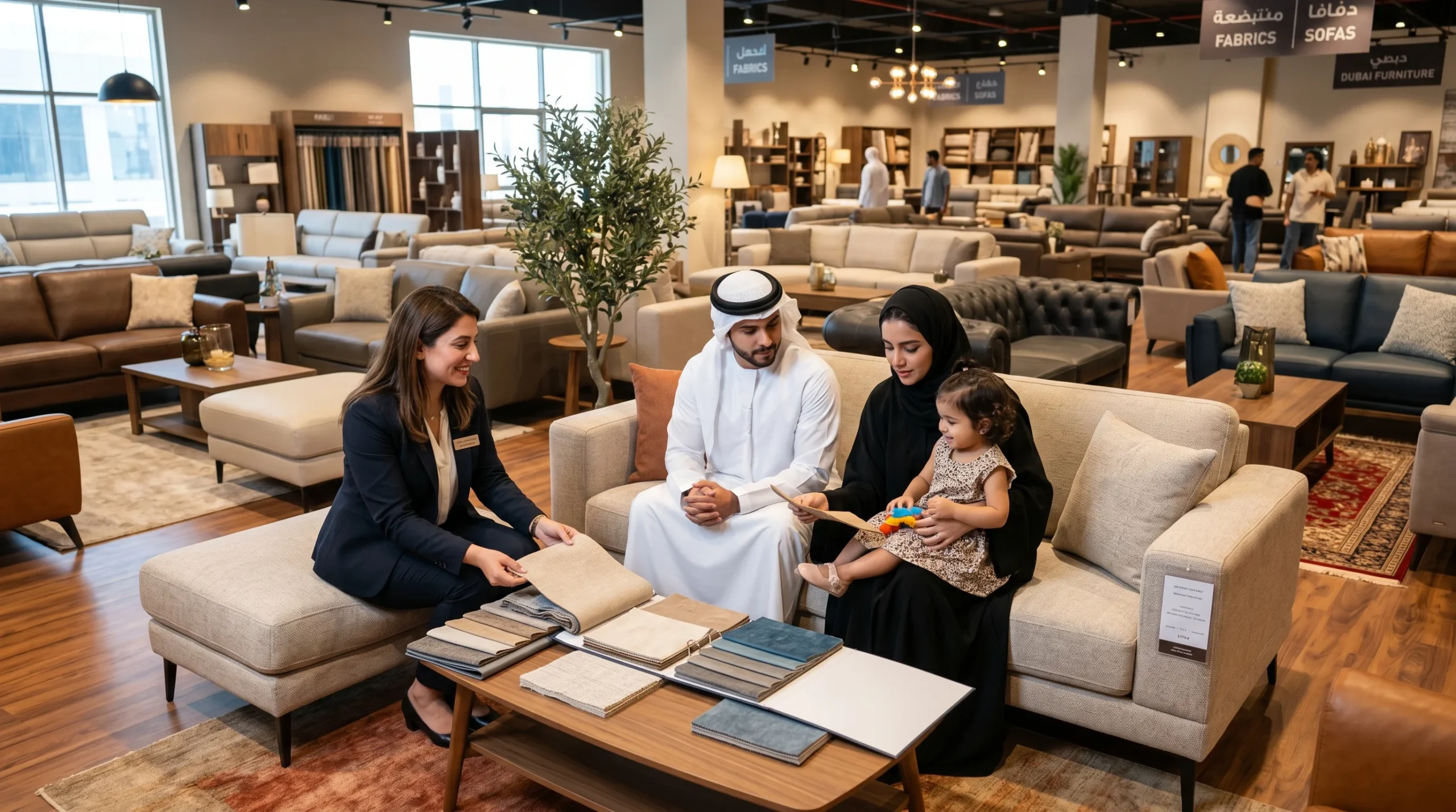 Karnak Home Dubai furniture showroom sofa fabric consultation for UAE family