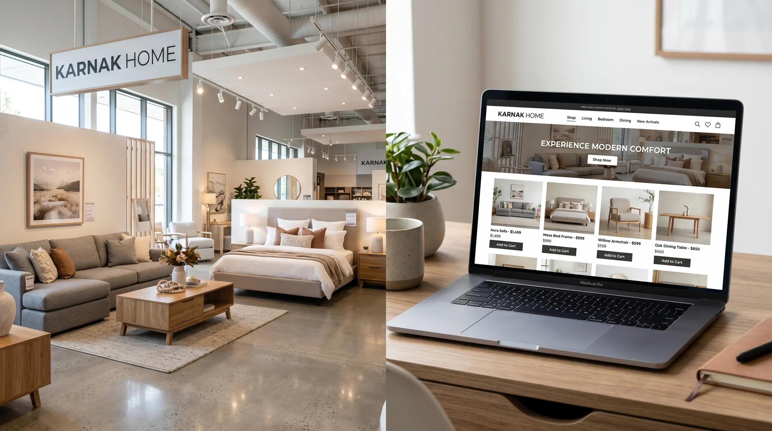 Karnak Home furniture showroom and online store furniture shopping Dubai hybrid model