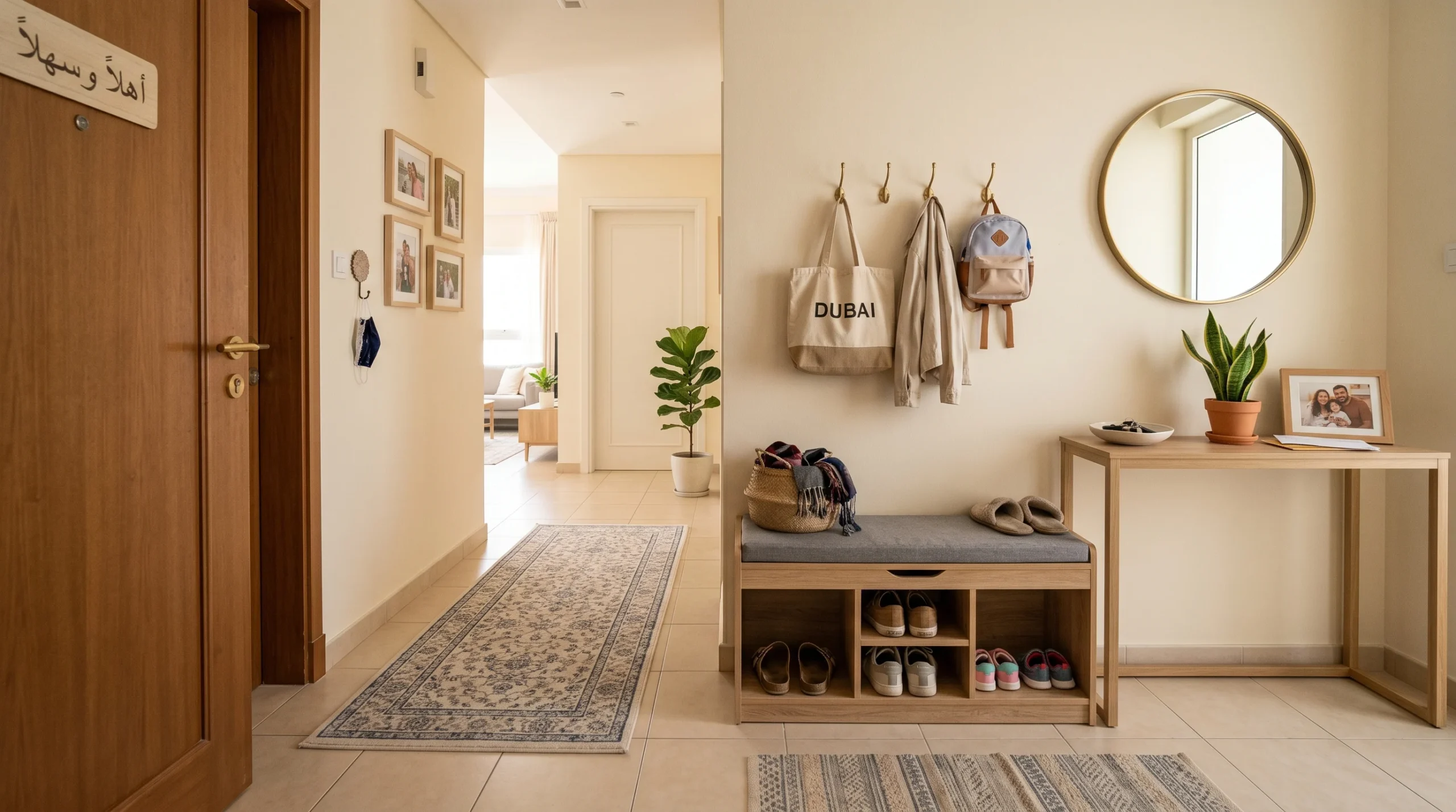 Mid-range entryway furniture setup in UAE home practical and stylish within budget