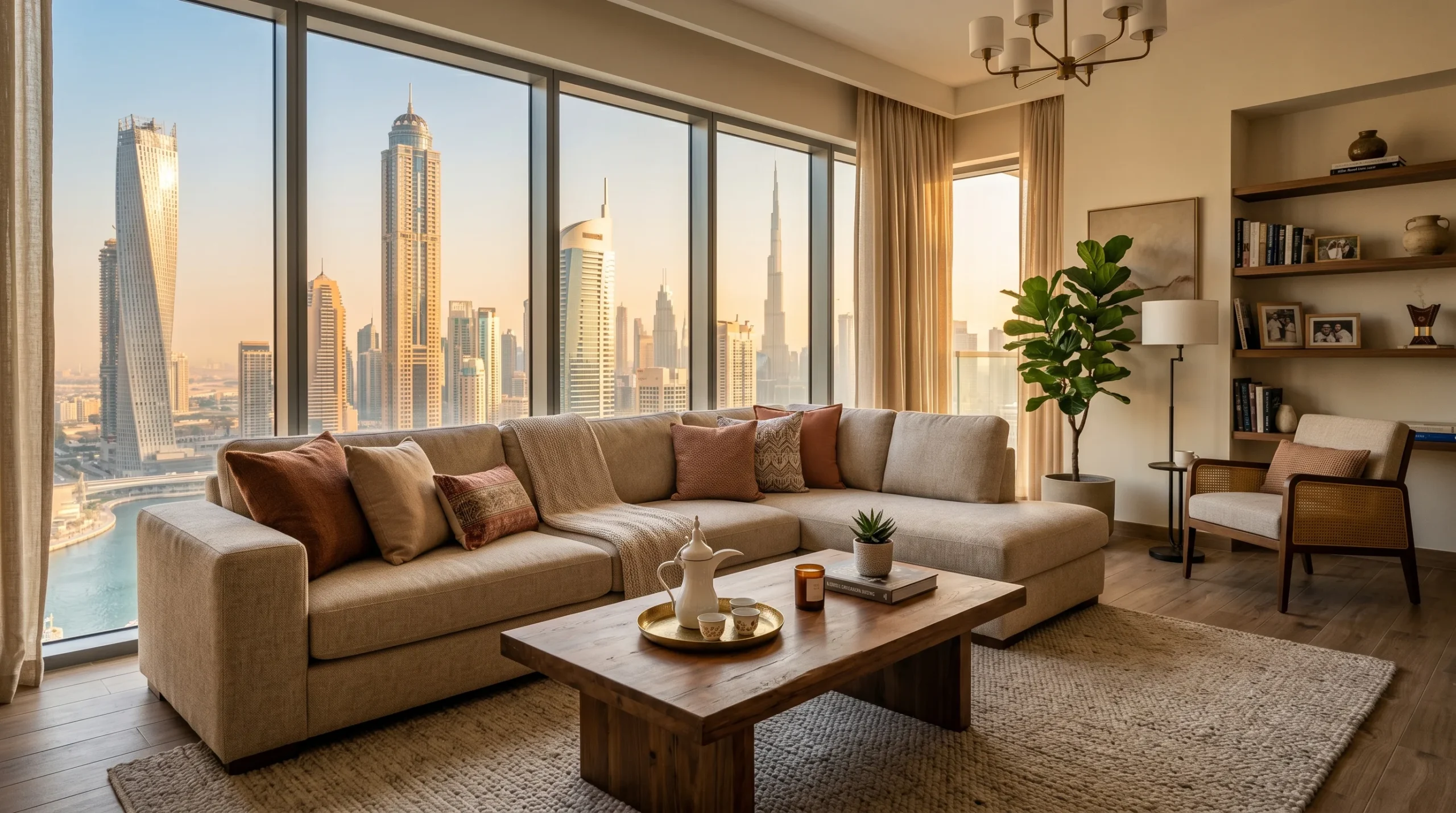 Protect furniture from Dubai humidity and AC  modern UAE family living room with sofa and wooden furniture