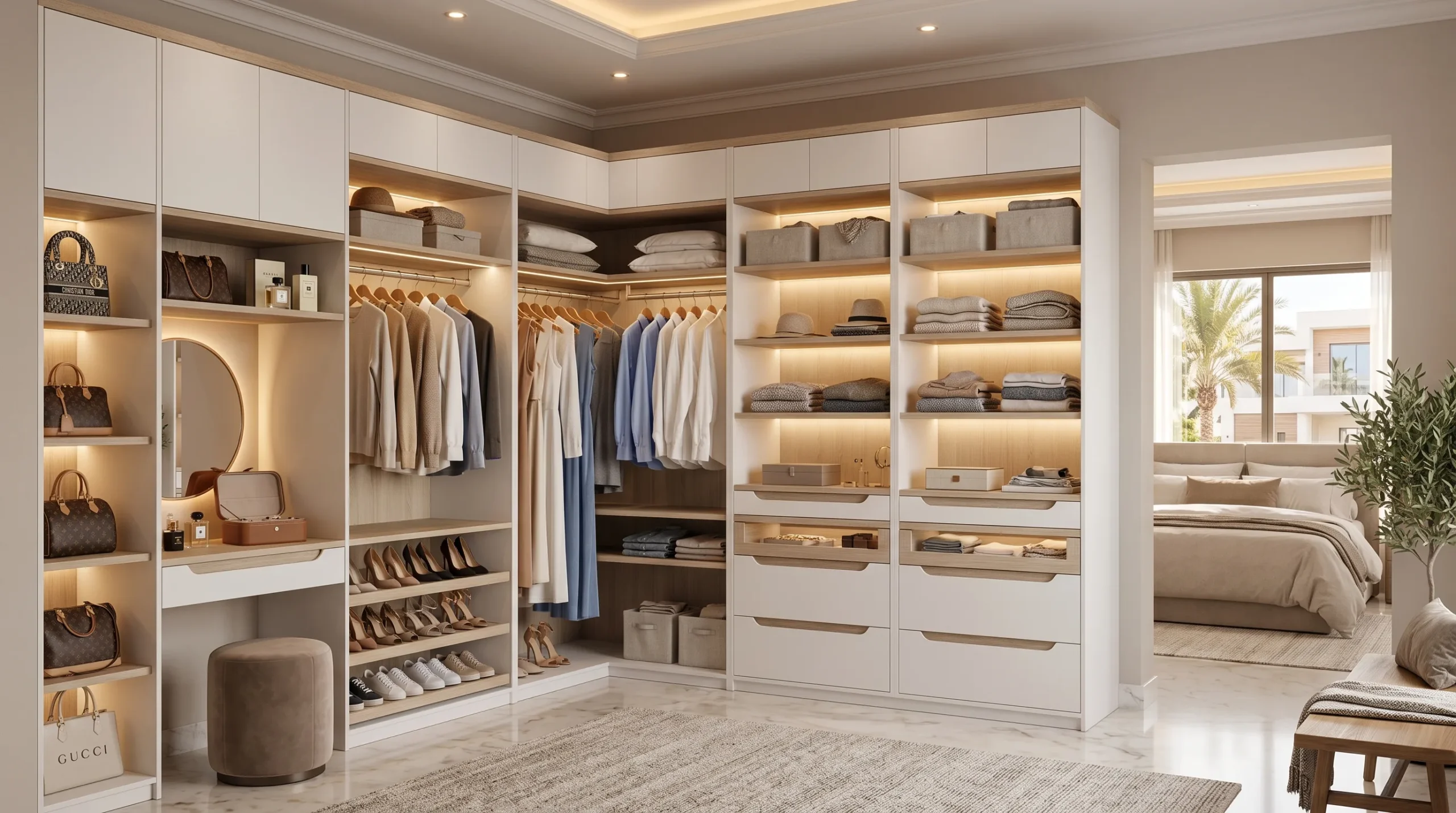Quality wardrobe furniture in Dubai villa bedroom built to handle UAE humidity and climate conditions 