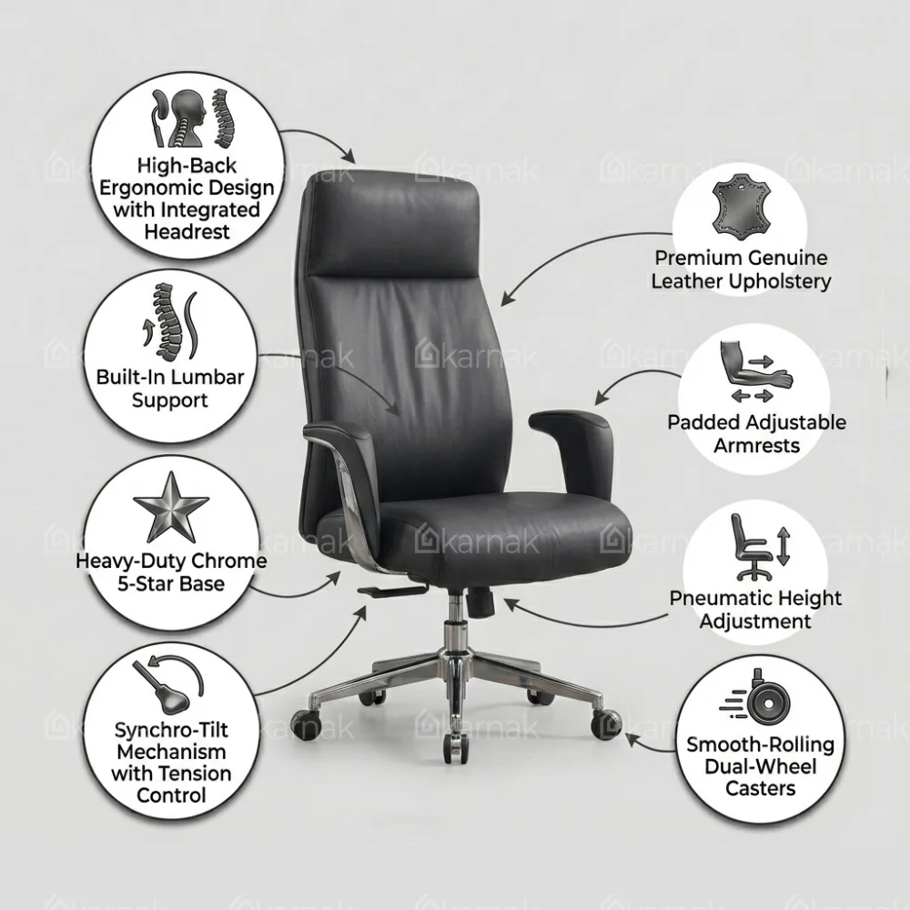 Bryan High Back Office Chair – Black & Grey