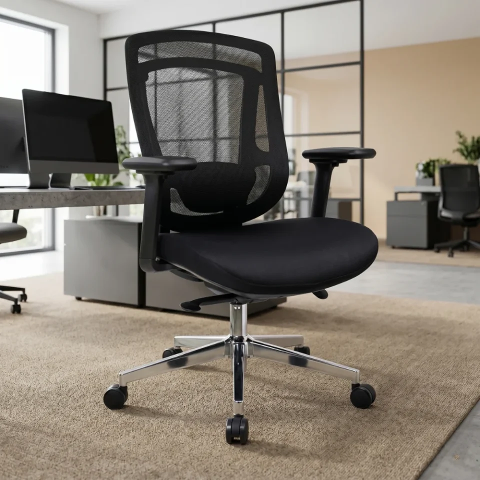 Comfy Medium Back Office Chair – Black…