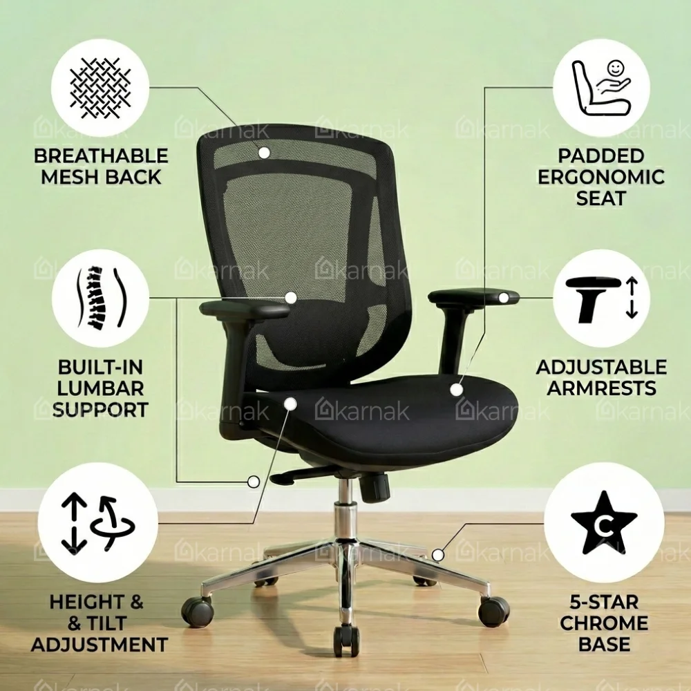 Comfy Medium Back Office Chair – Black