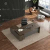Elite L-Shaped Executive Office Table – Walnut & Grey
