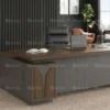 Elite L-Shaped Executive Office Table – Walnut & Grey