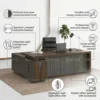 Elite L-Shaped Executive Office Table – Walnut & Grey