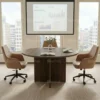 Elite Round Meeting Table Walnut + Grey