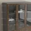 Dreamnest Wooden Glass High Cabinet – Walnut & Grey