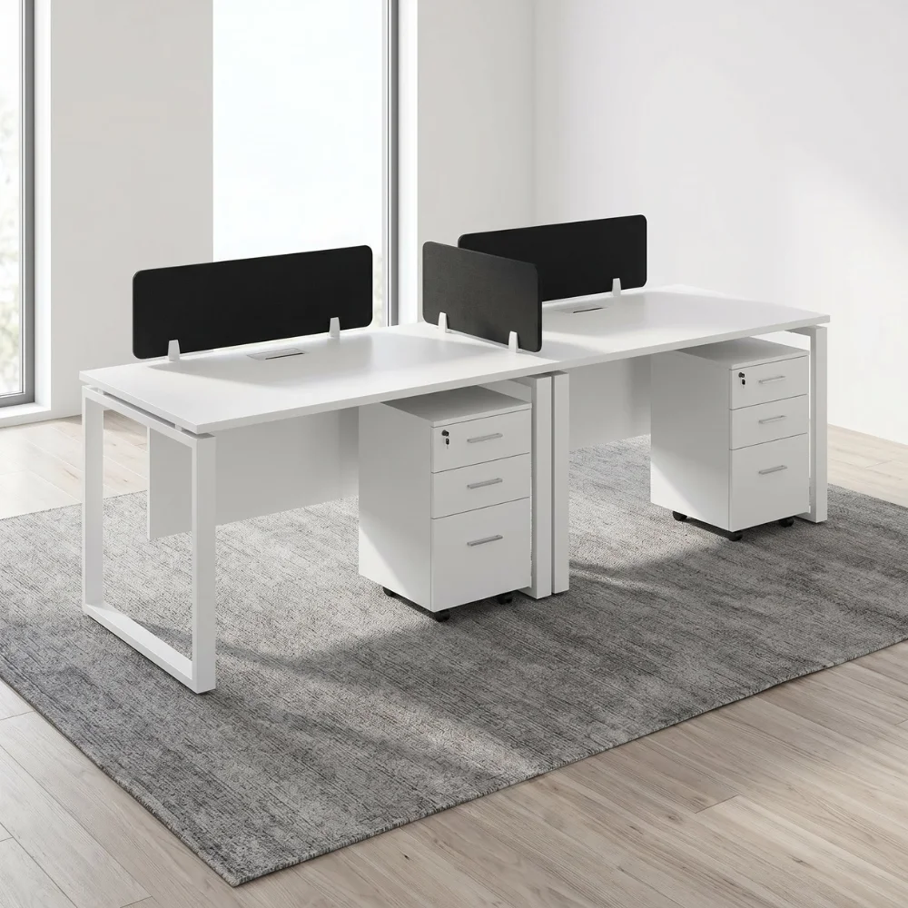 Trendora Two Person Workstation – White
