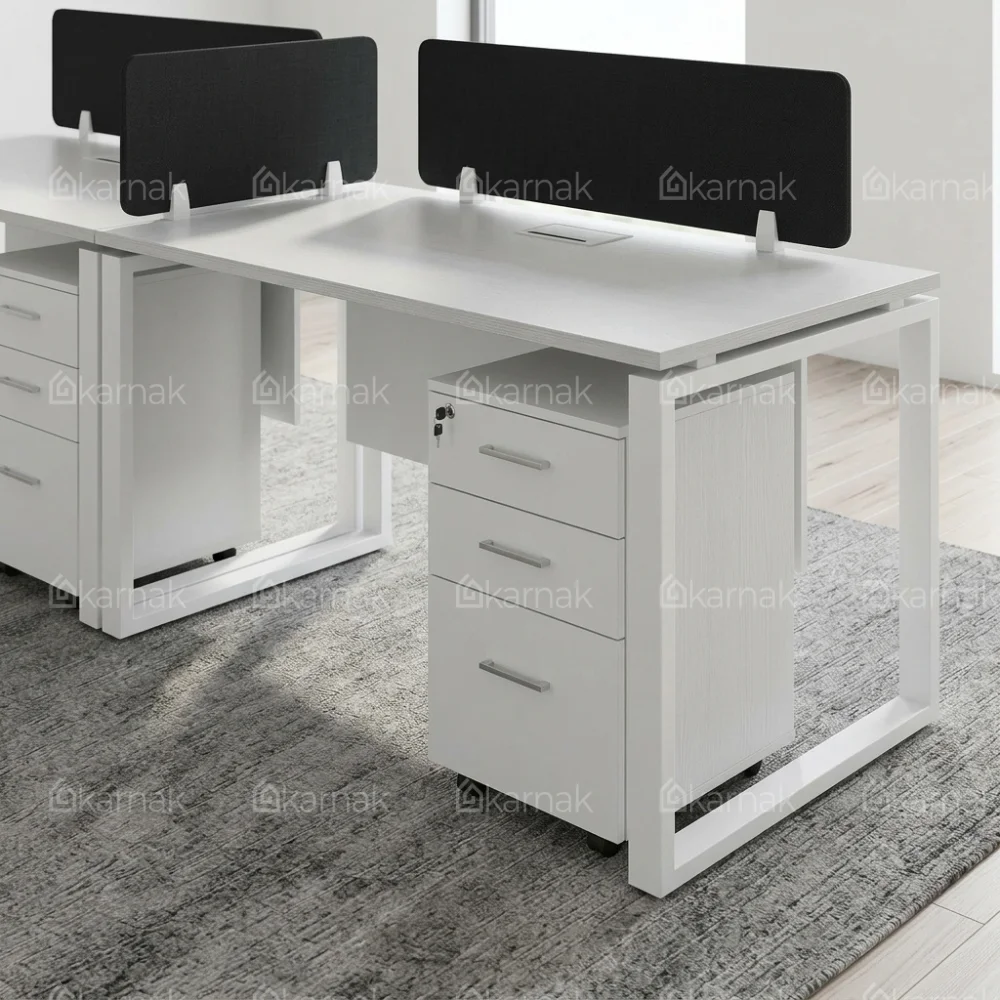 Trendora Two Person Workstation – White