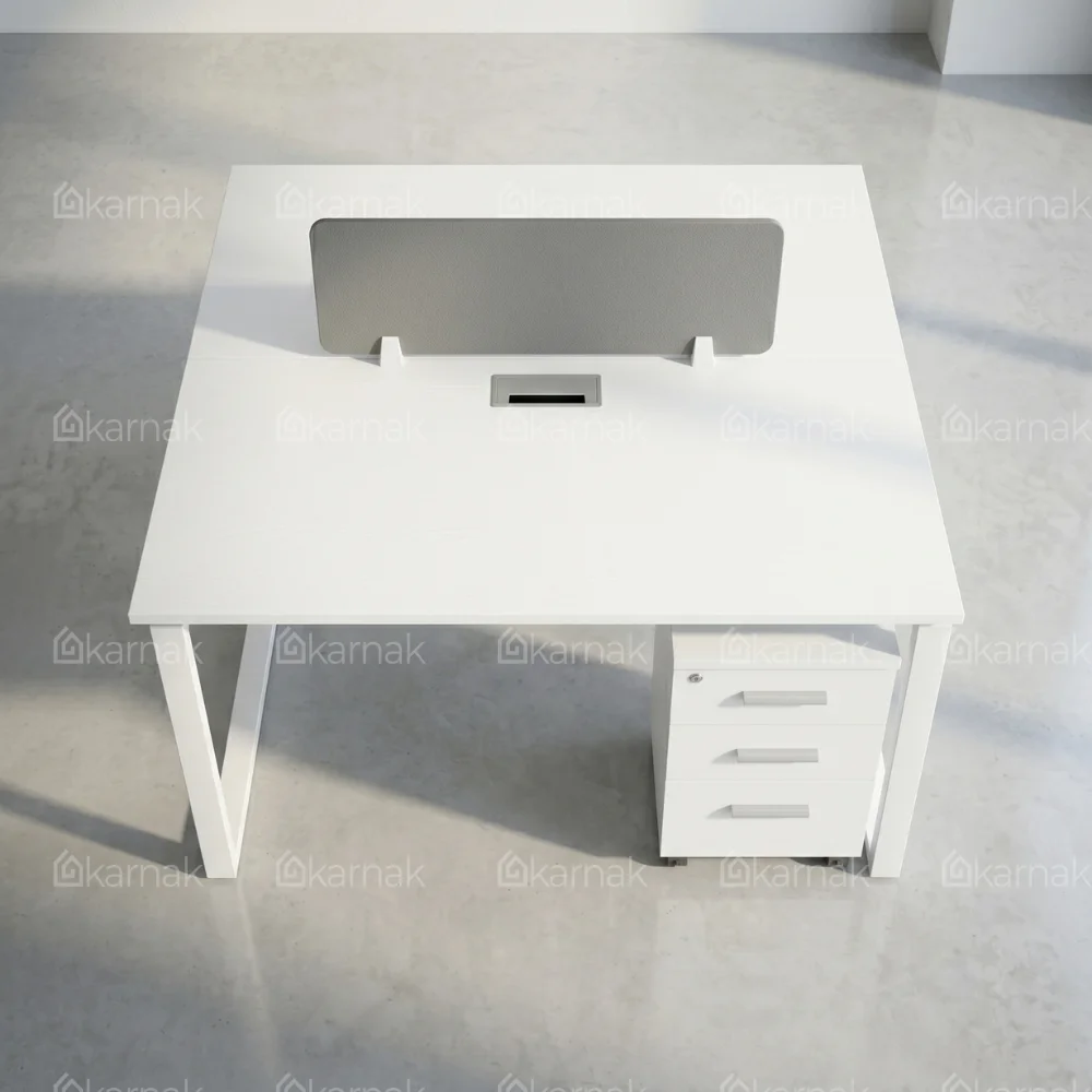 Trendora Two Person Workstation – White