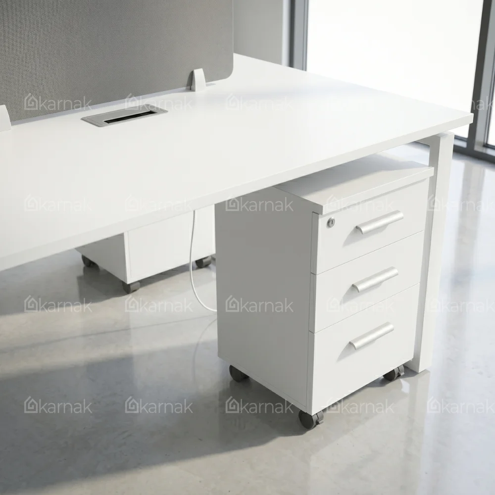 Trendora Two Person Workstation – White