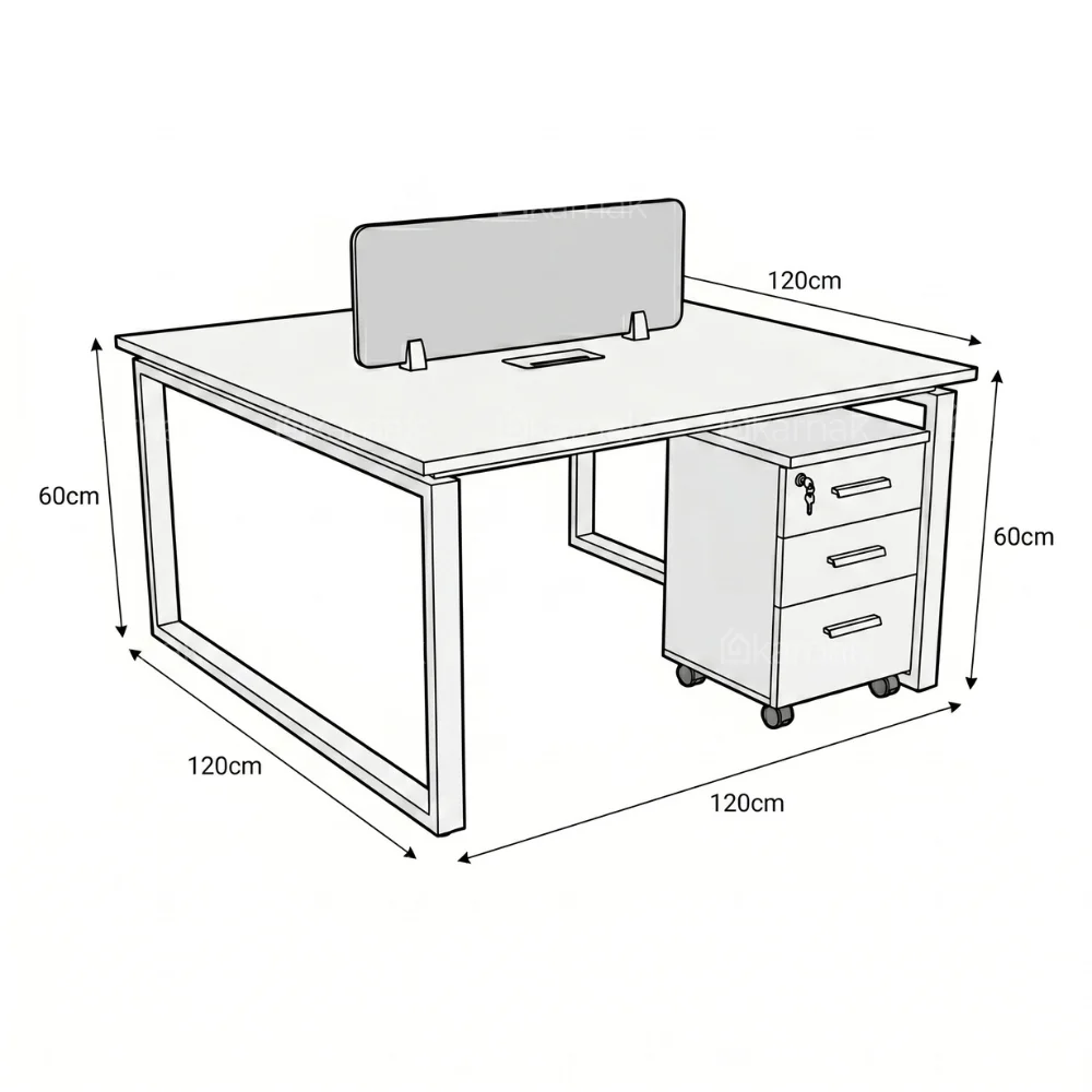 Trendora Two Person Workstation – White