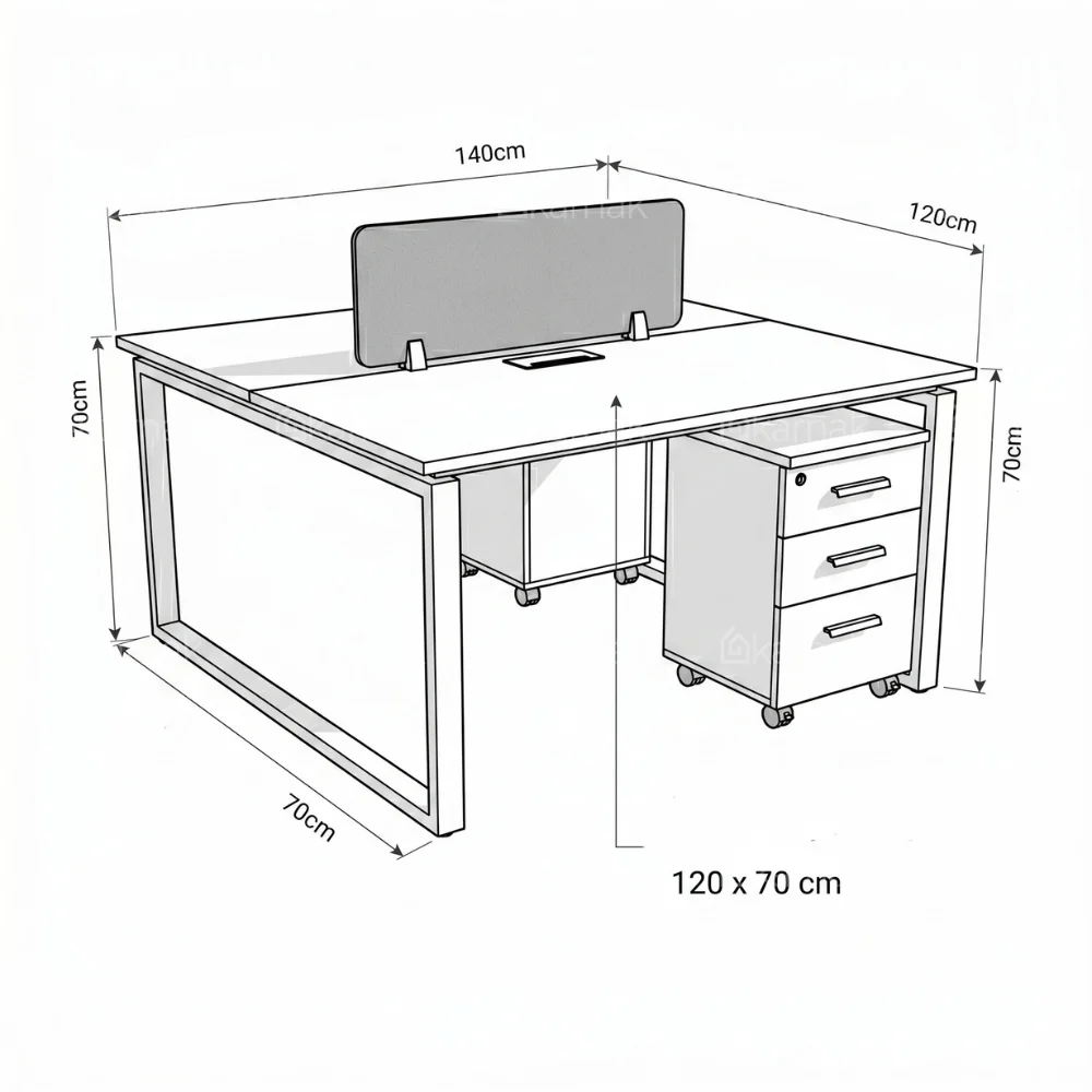 Trendora Two Person Workstation – White