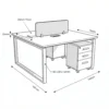 Trendora Two Person Workstation – White